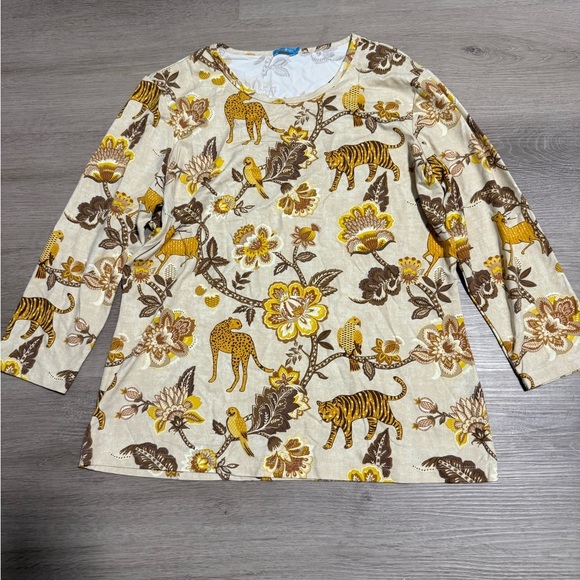 J.McLaughlin animal print signature top cheetah bird - Picture 2 of 4